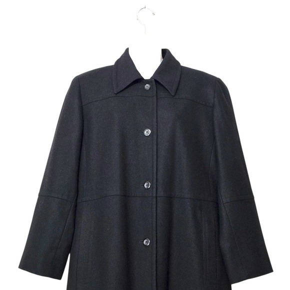 Harve Benard Vintage Black Long A-Line Wool Blend Coat Sz 10 - Picture 3 of 16